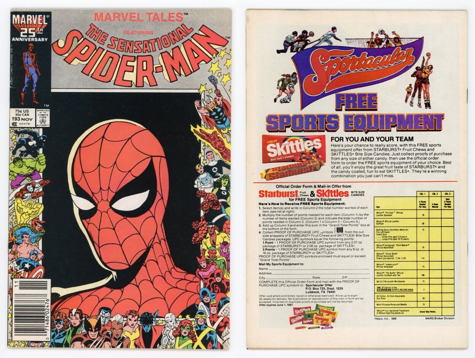 Marvel Tales #193 (VF 8.0) Rare MARK JEWELERS Spider-Man 25th Anniversary 1986