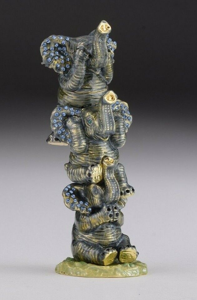 Faberge Elephant trinket box hand made by Keren Kopal & Austrian crystals 