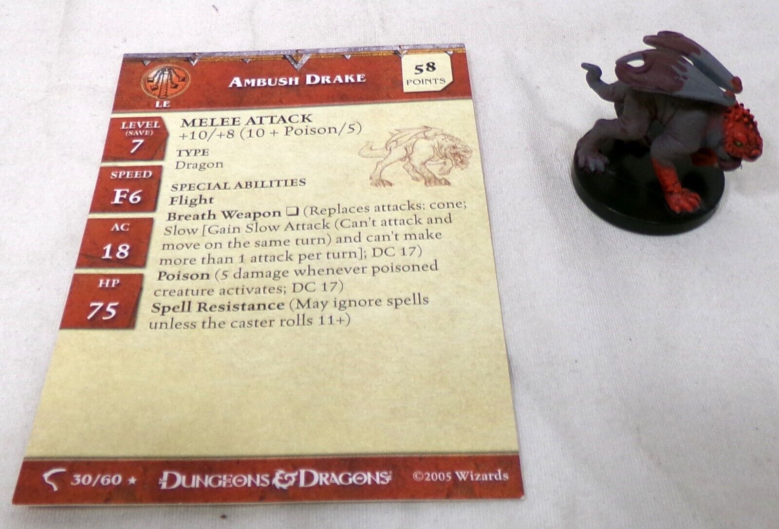 Wizards of the Coast Dungeons & Dragons Deathknell Rare Ambush Drake Miniature