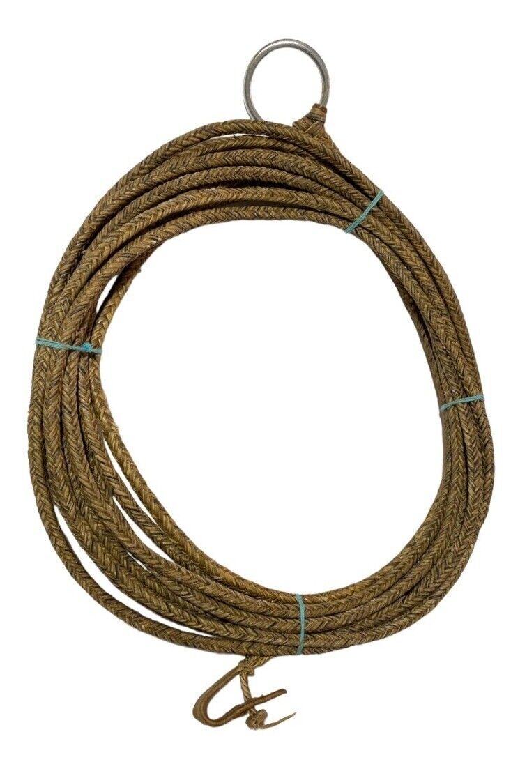 Argentine BRAIDED RAWHIDE 46\' LARIAT Lasso Rodeo Ranch Gaucho Leather Western 