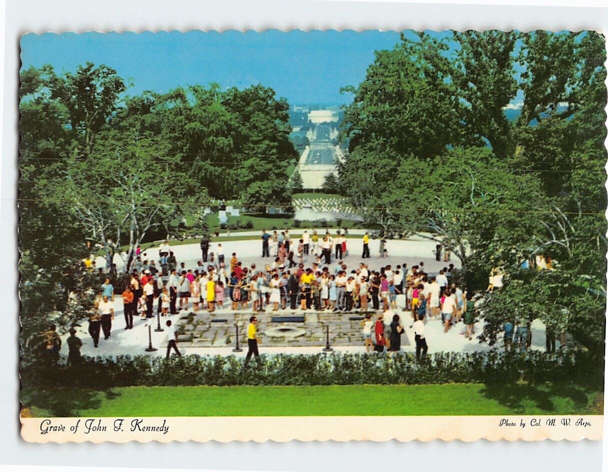 Postcard Grave of John F. Kennedy Arlington National Cemetery Virginia USA