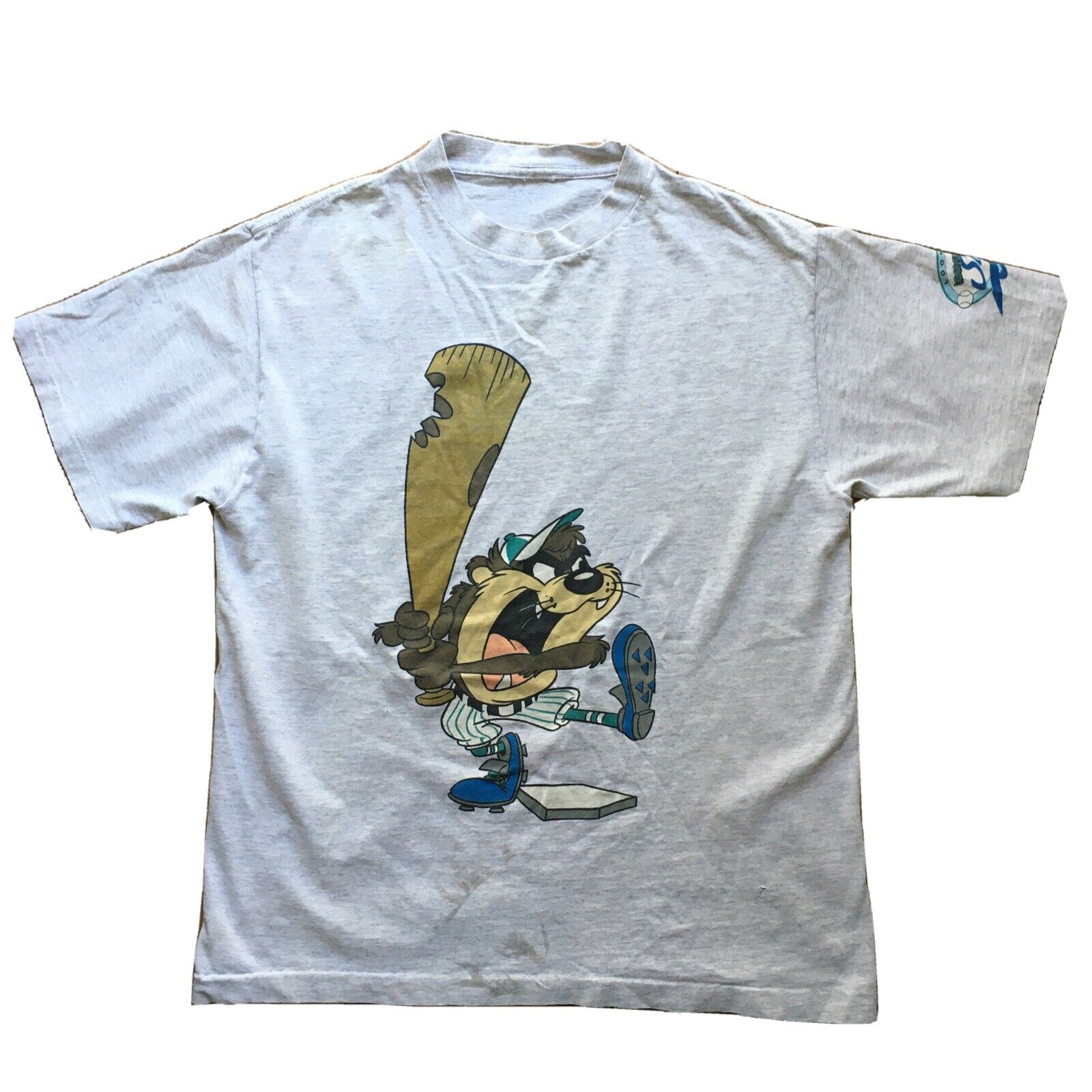 Vintage 1991 TAZ Warner Bros Acme Looney Tunes Sluggers Baseball T-shirt Large
