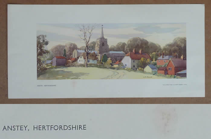 original railway carriage print Anstey Hertfordshire artist Russell 1948-1955