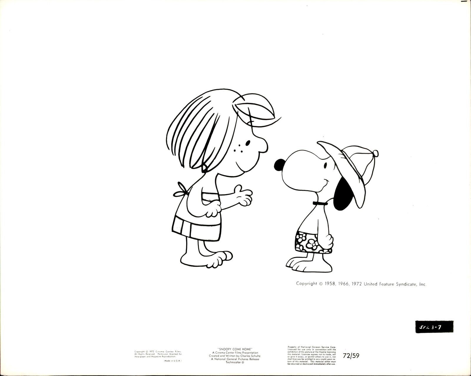 LV92 1972 Original Photo SNOOPY COME HOME Peppermint Patty Peanuts Characters