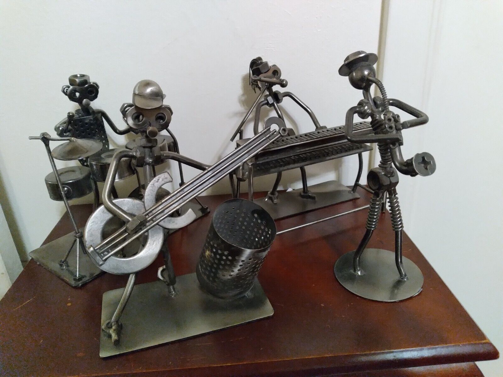 Art, mts, Nuts And Bolts Jazz Band Sculpture Set Of 4, Sax, keyboard, drums base