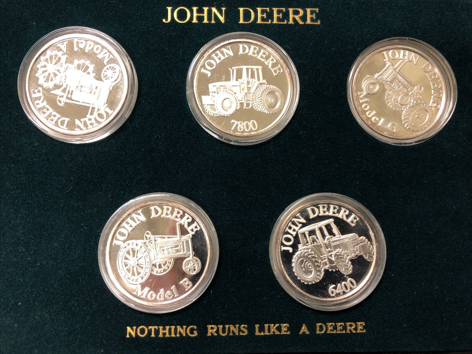John Deere 5 Coin Set MINT Condition .999 Fine Silver