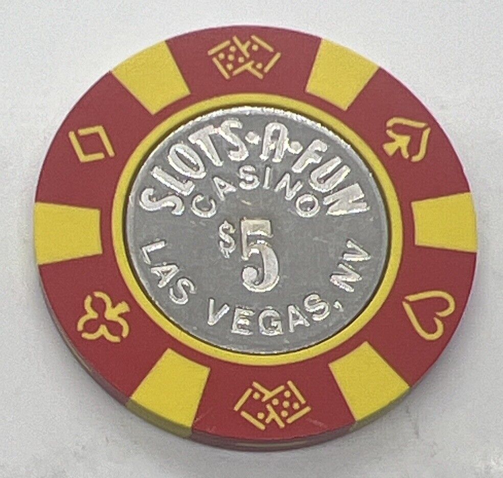 Slots-A-Fun Casino $5 Casino Chip - Las Vegas Nevada 1990