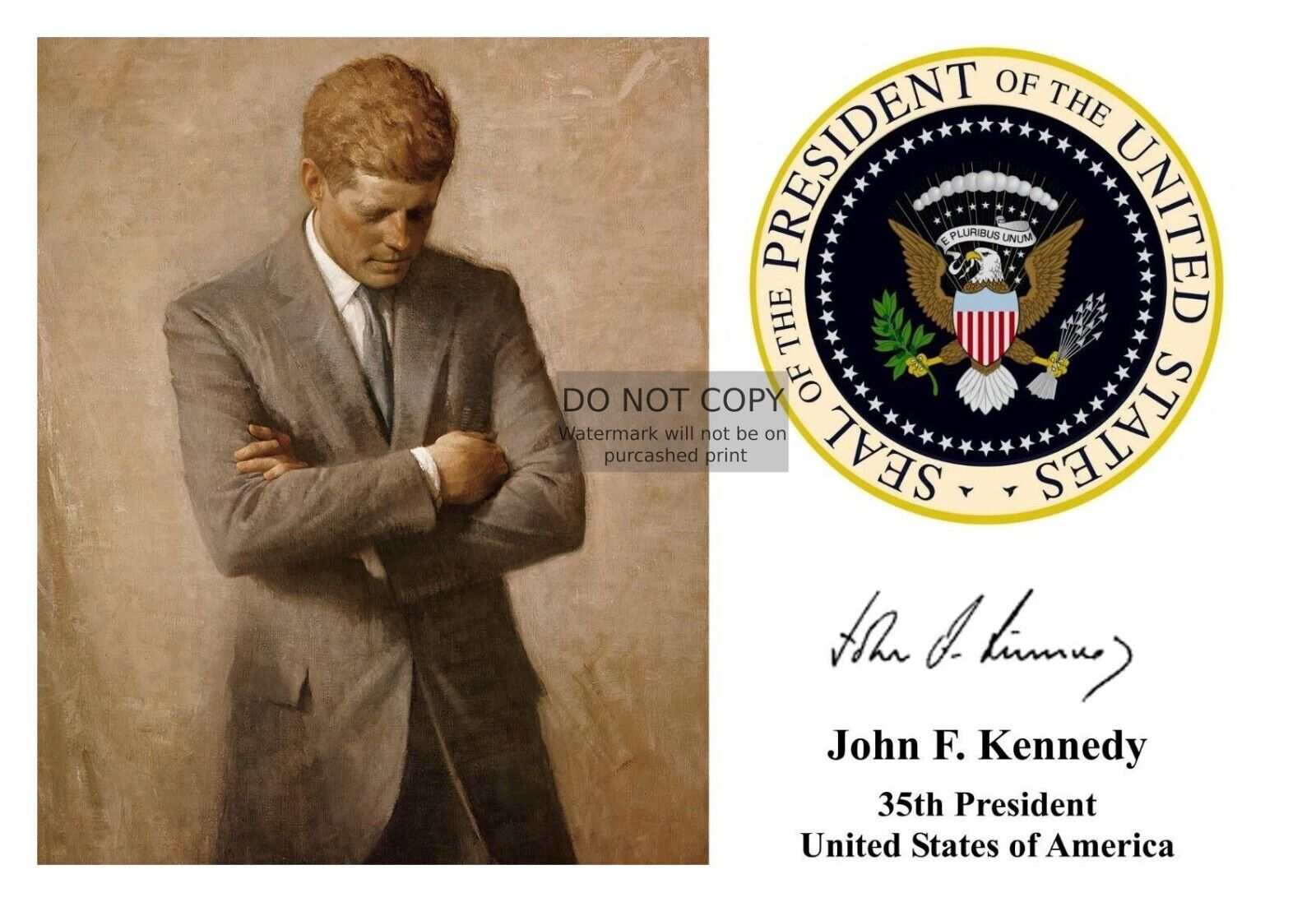 PRESIDENT JOHN F. KENNEDY JFK PRESIDENTIAL SEAL AUTOGRAPHED 4X6 PHOTOGRAPH