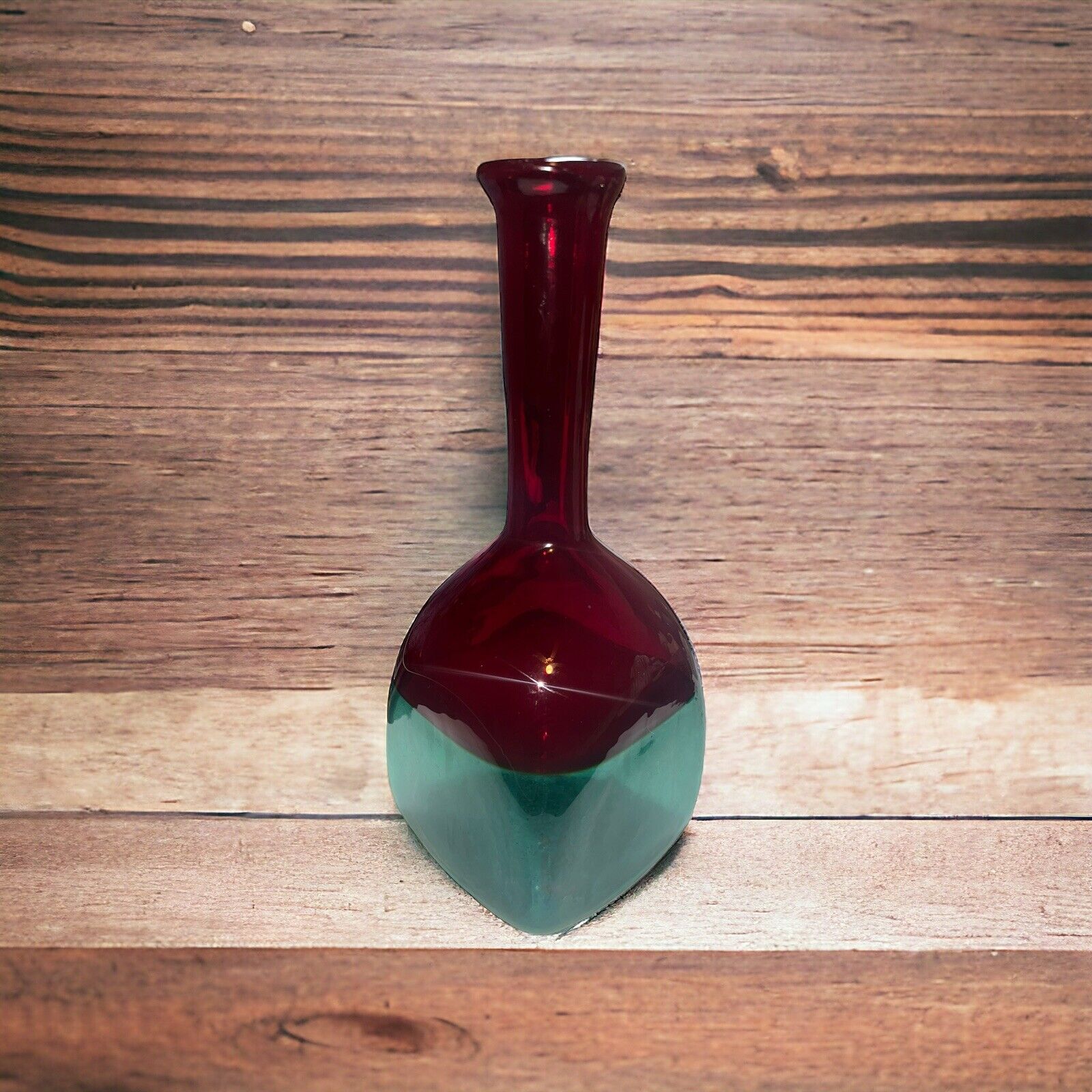 Italian Glass Decanter Two Tone 10.75 In Tall-unmarked