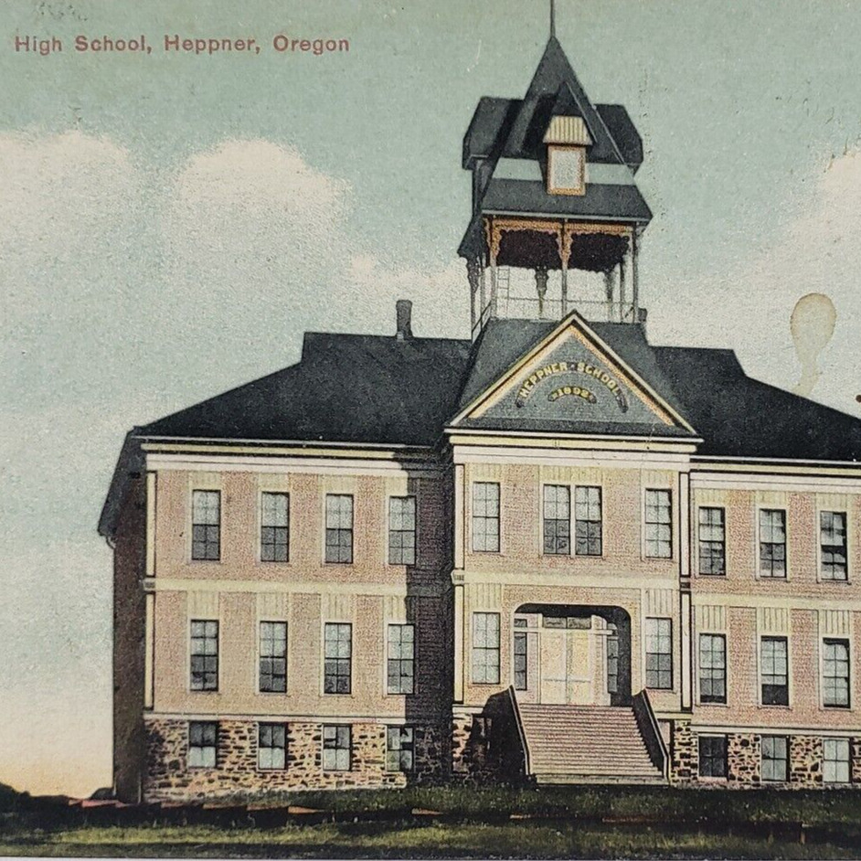 Heppner High School Oregon Postcard c1911 Vintage OR Antique Old Post Card F364