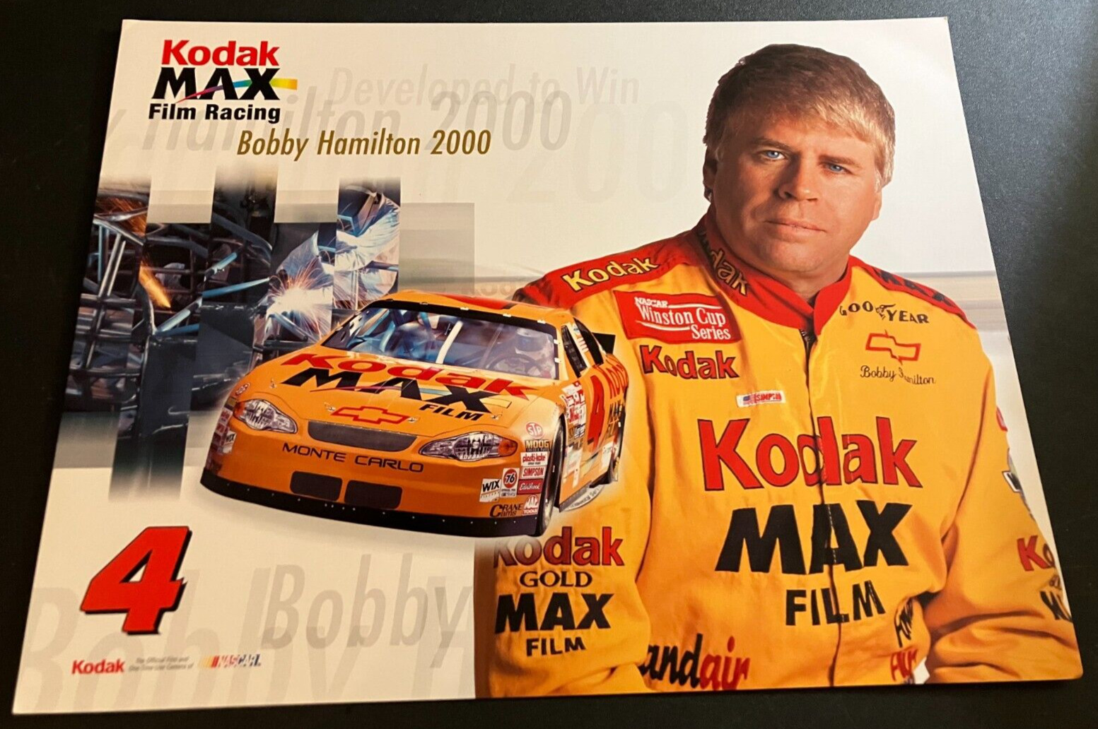 2000 Bobby Hamilton #4 Kodak Film Chevy Monte Carlo - NASCAR Hero Card Handout