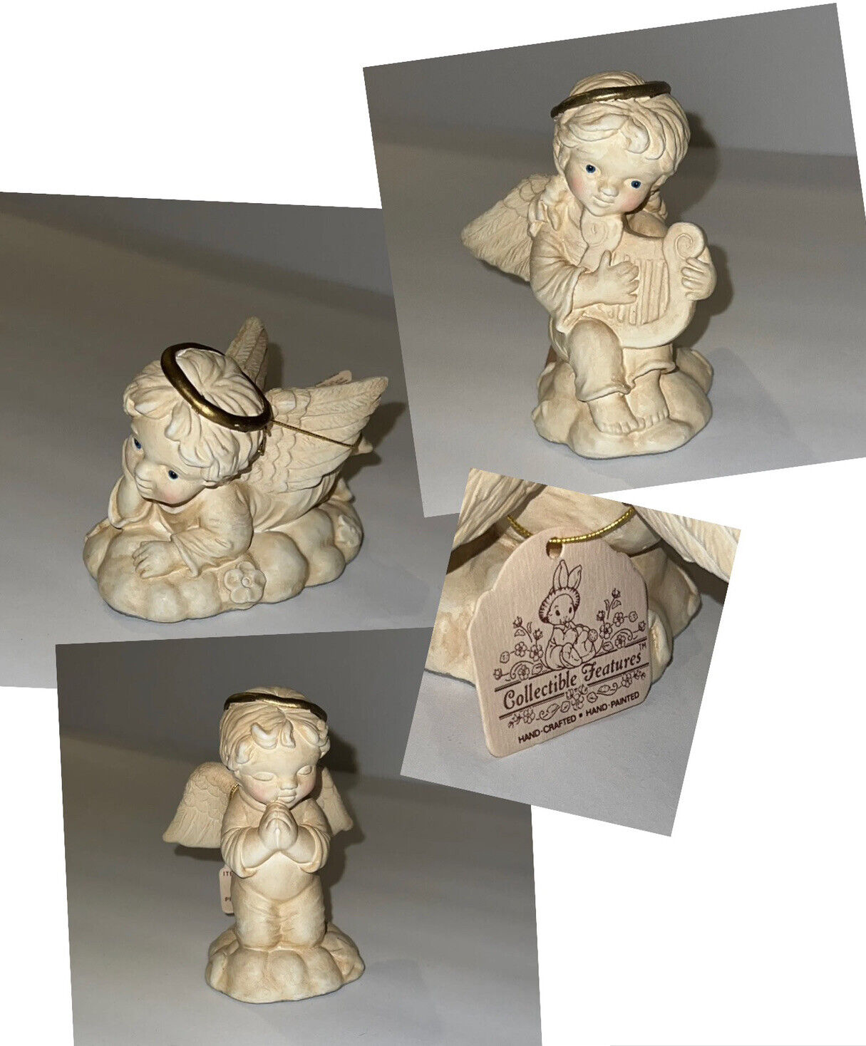 Lot Of 3 Handcrafted And Hand-painted Ceramic Praying Angels 4 inches