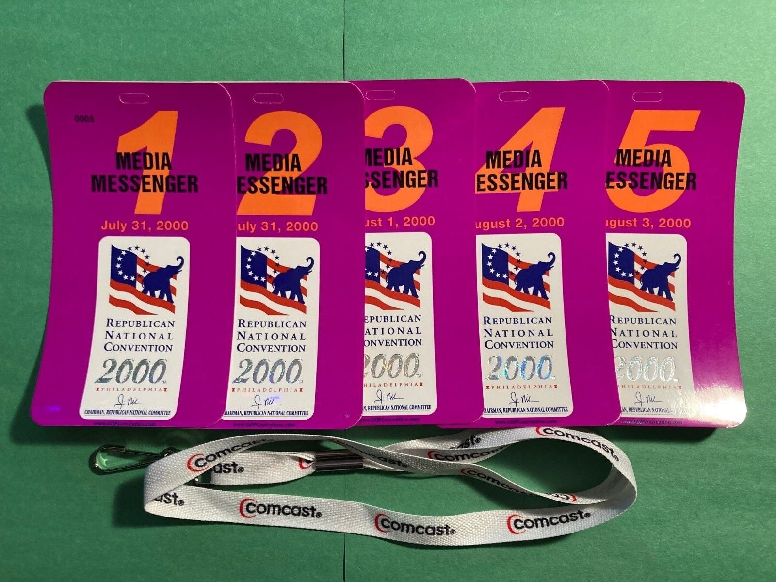 Complete Set of 2000 Republican National Convention Media Credentials