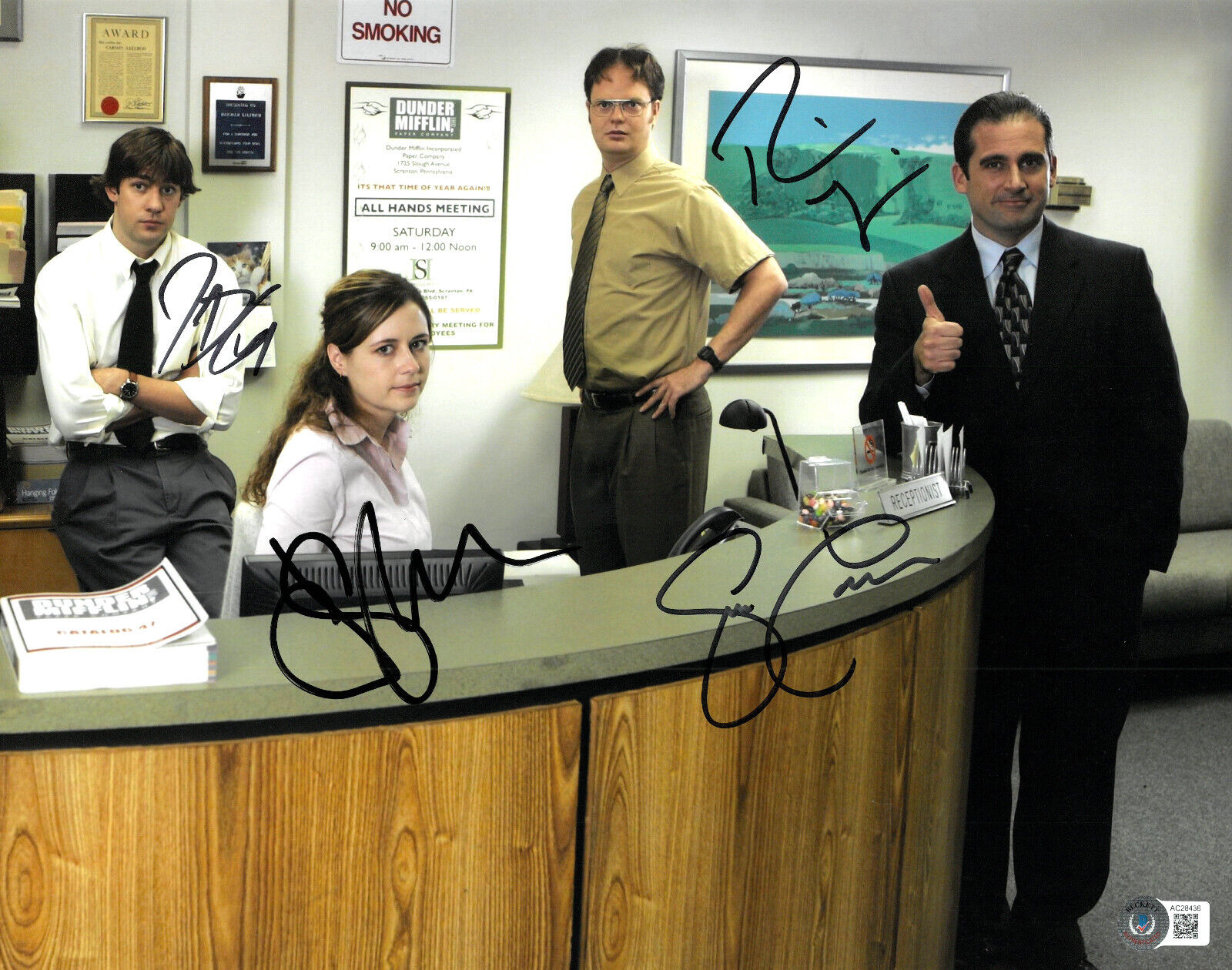 Steve Carell John Krasinski Rainn Wilson Signed Auto The Office 11x14 Photo BAS