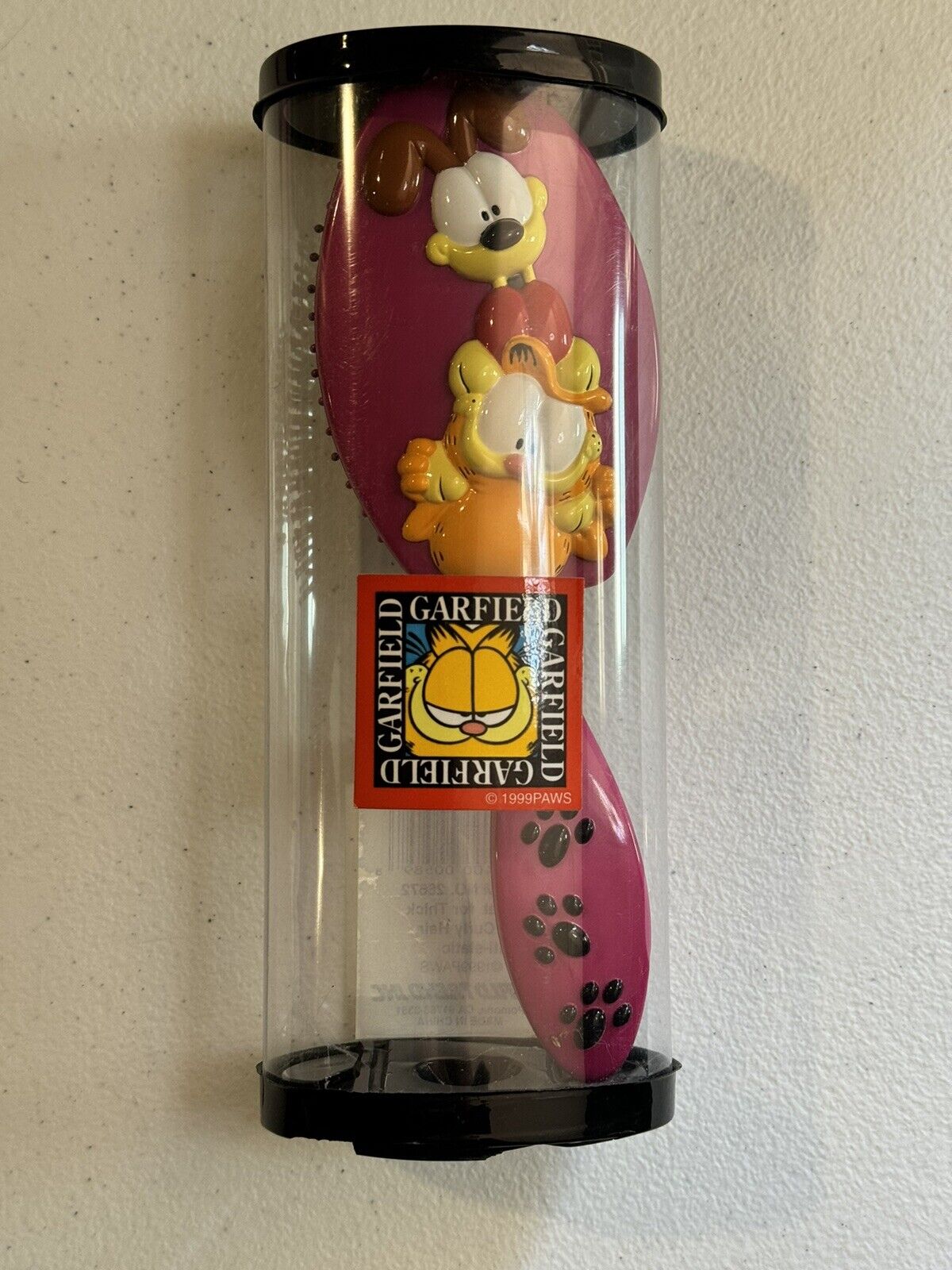Vintage Garfield The Cat Sculptured Cushion Hair Brush 1999 Paws New