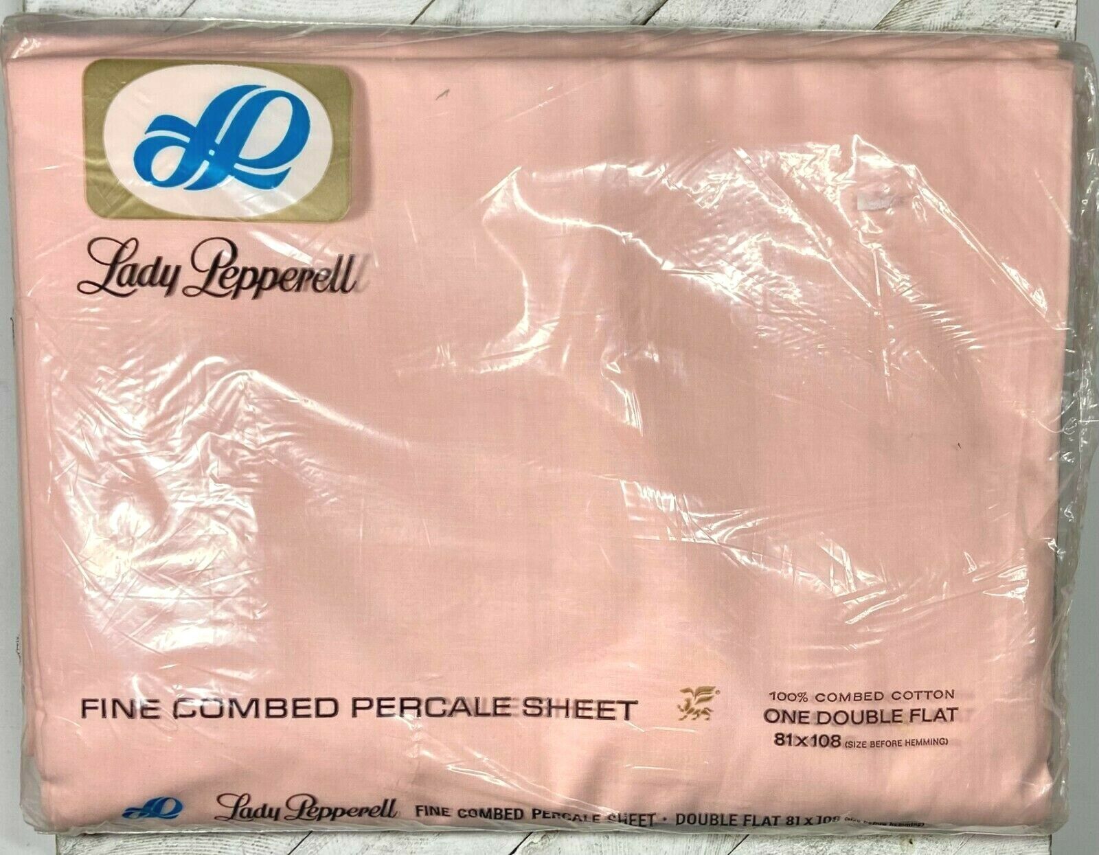 Vintage Lady Pepperell Pink Fine Combed Cotton Percale Double Flat Sheet - NIP
