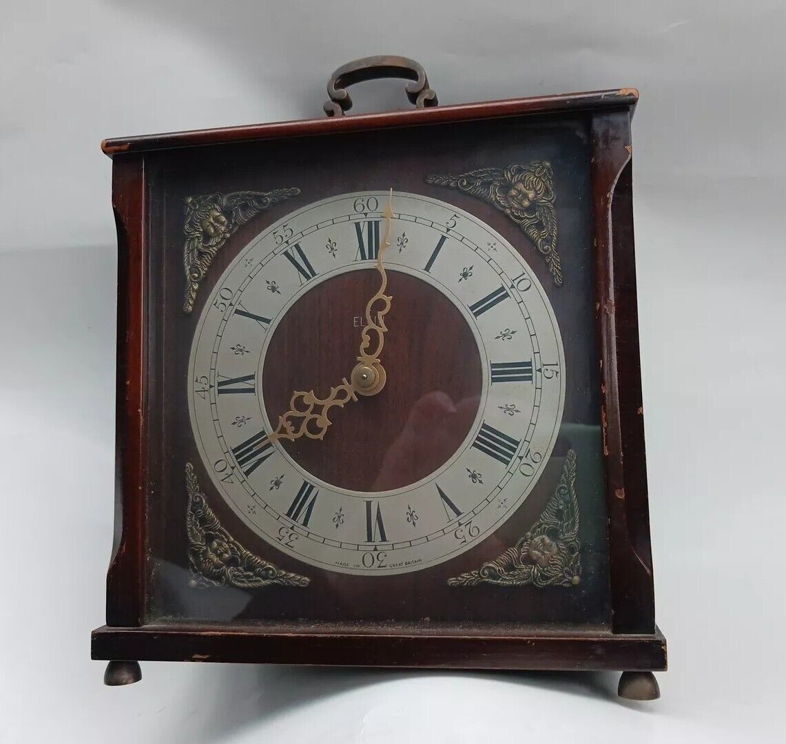 Vintage Elgin Mantel Wind Up Clock, Made Great Britain/UK- Working -Needs Repair
