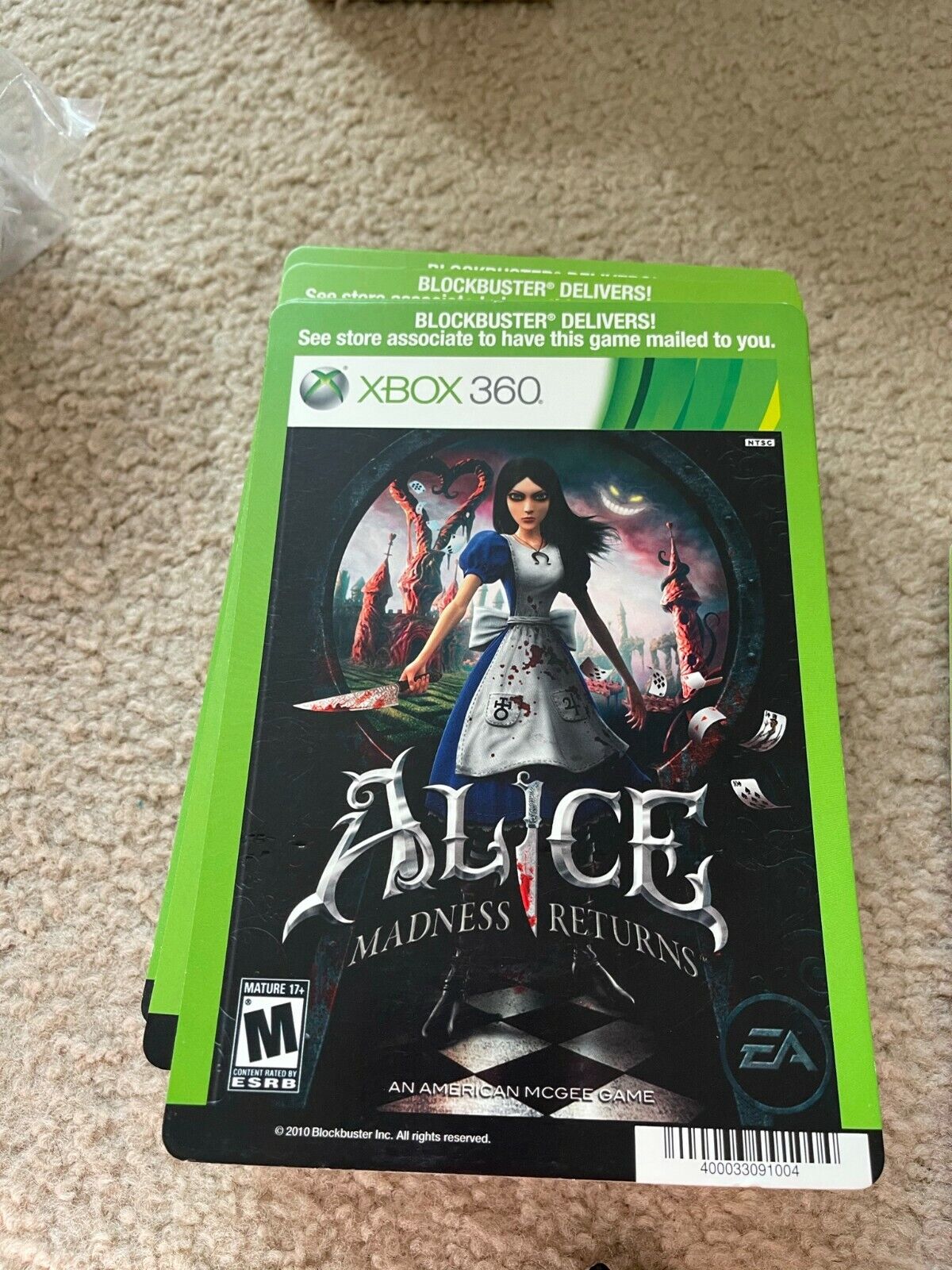 Alice Madness Returns Xbox 360 Blockbuster Backer Card 5x8 BACKER CARD ONLY