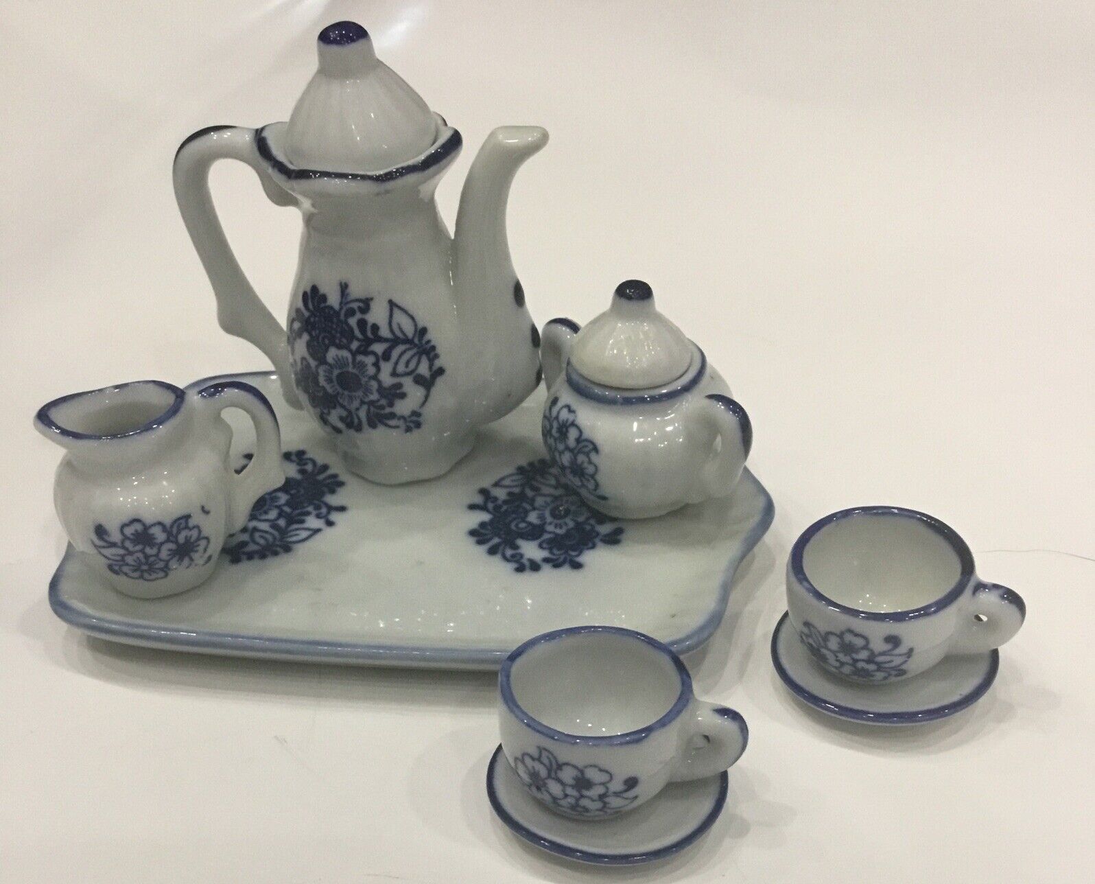 Vintage 10 Piece Porcelain Miniature Tea Set Floral Andrea By Sadek 2”