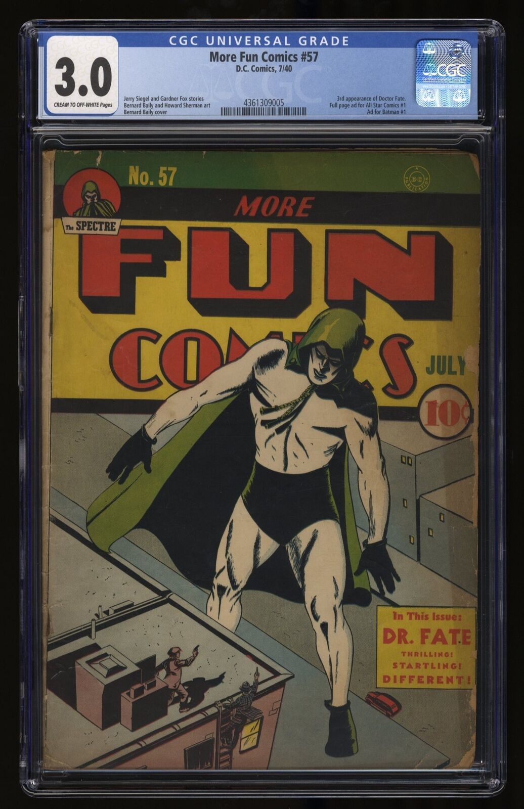 More Fun Comics #57 CGC GD/VG 3.0 Spectre 3rd App Dr. Fate Batman #1 Ad