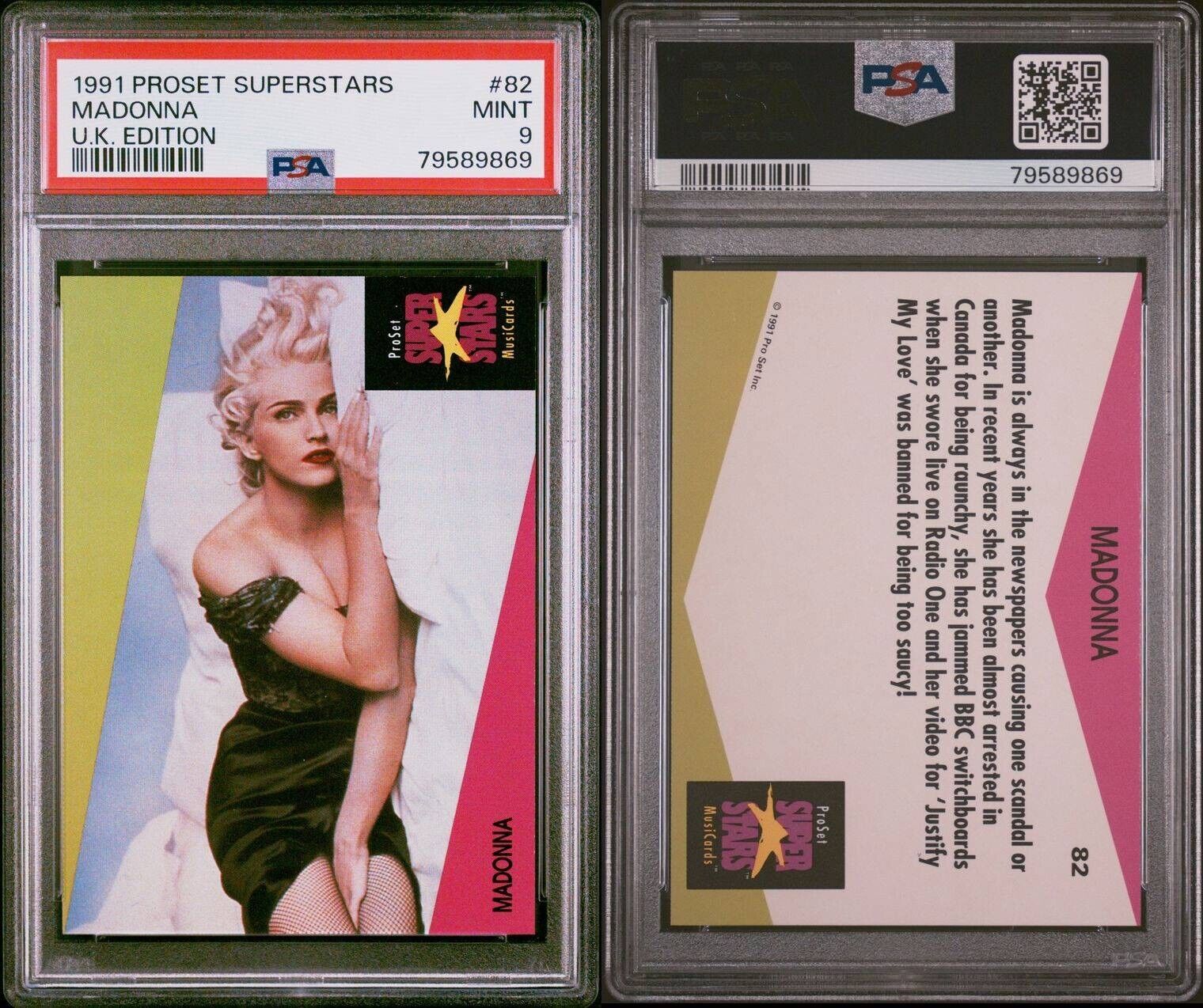 Madonna 1991 Pro Set Superstars MusicCards UK edition #82 PSA 9