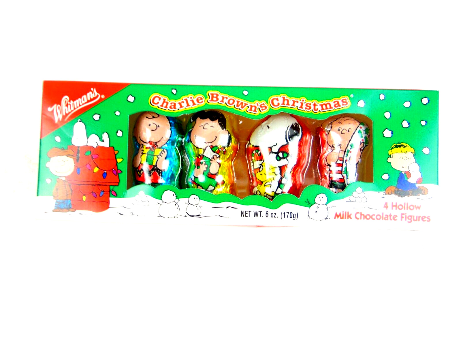 Vintage Whitmans Charlie Brown's Christmas 4 Hollow Milk Chocolate Figures New