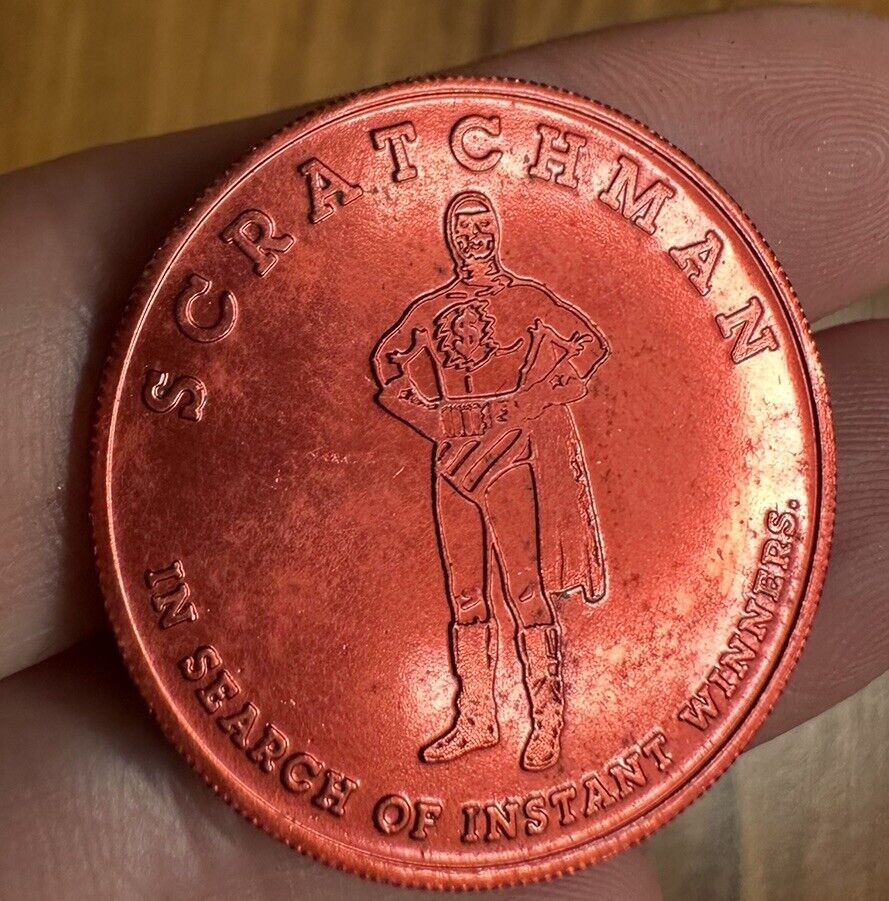 Vintage Texas Lottery Coin. Red. Scrathman.  Novelty Gift.
