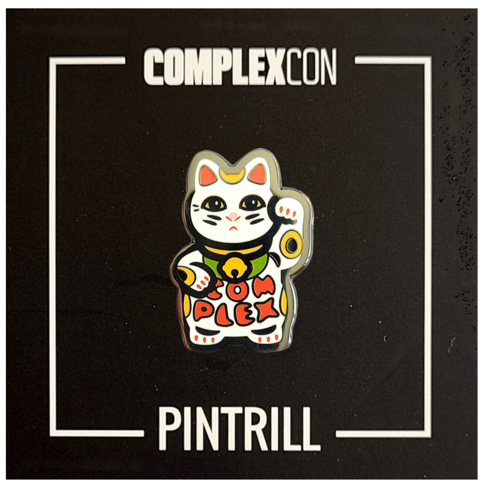 ⚡️RARE⚡️ COMPLEXCON x I KNOW NIGO Lucky Cat Pin *BRAND NEW* Maneki Neko Pin 🐈