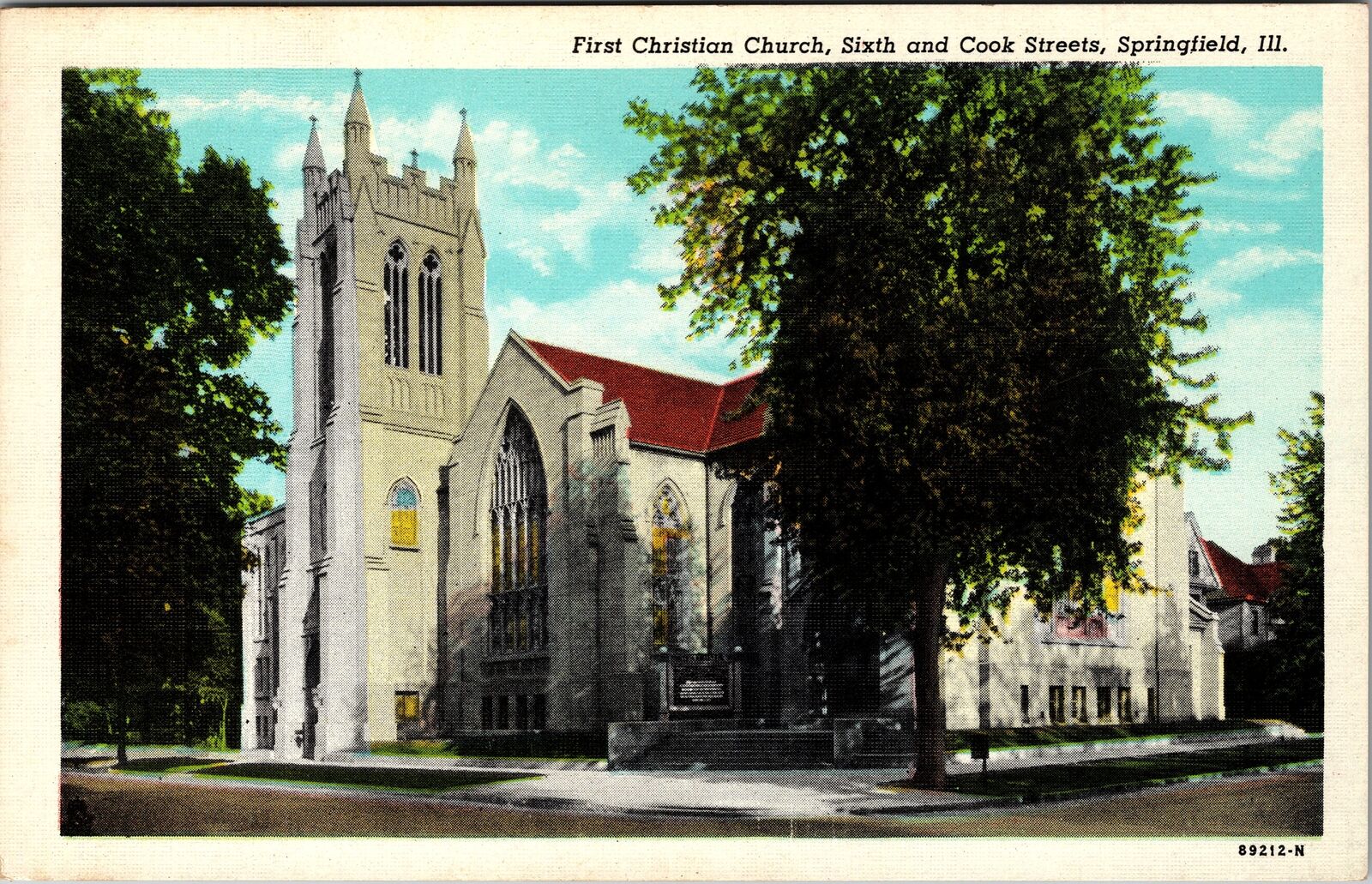 Springfield IL-Illinois, First Christian Church, Bell Tower Vintage Postcard