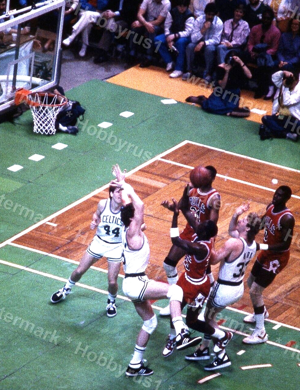 MICHAEL JORDAN LARRY BIRD Bulls vs Celtics NBA 1986 Original 35mm Photo Slide