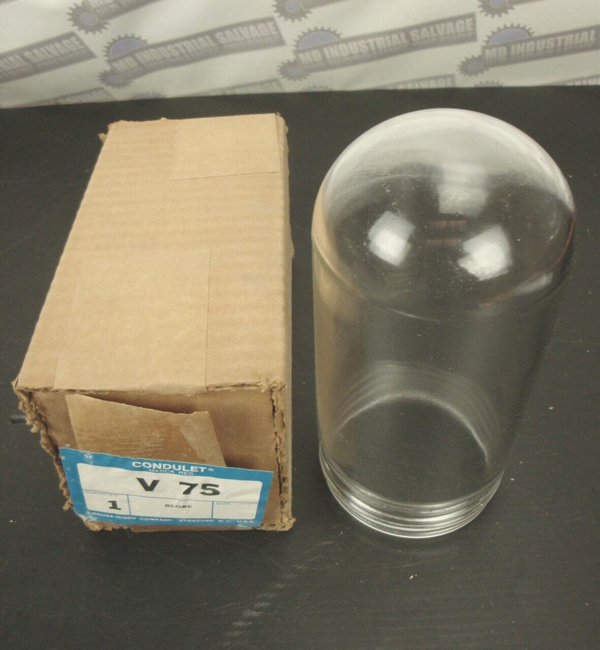 Vintage CONDULET (V75, V-75) CLEAR GLASS GLOBE (NEW OLD STOCK in the BOX)