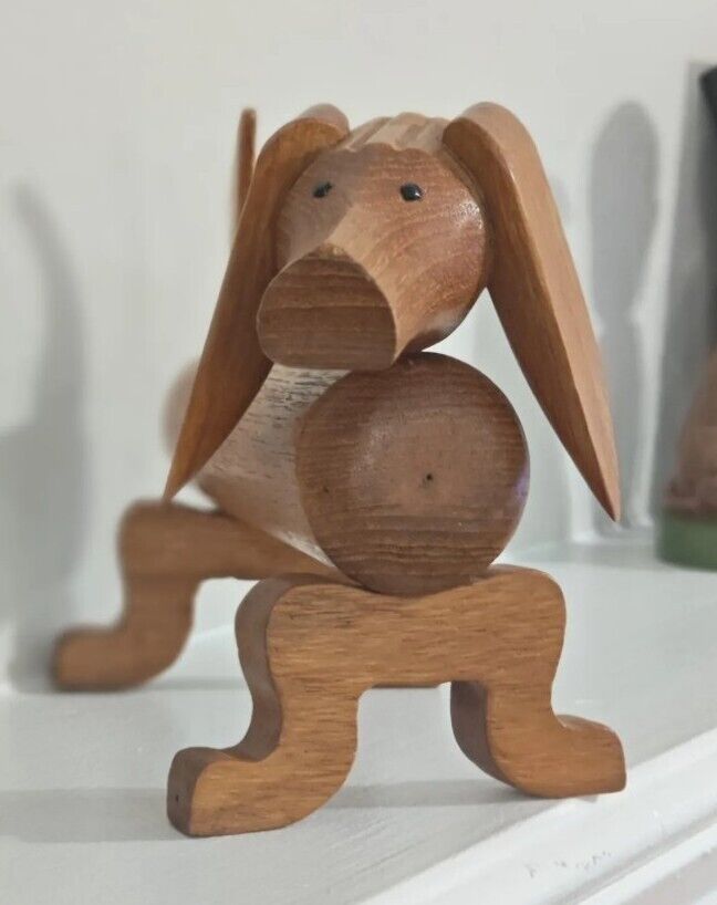Vintage Wooden Dachshund Dog Sculpture