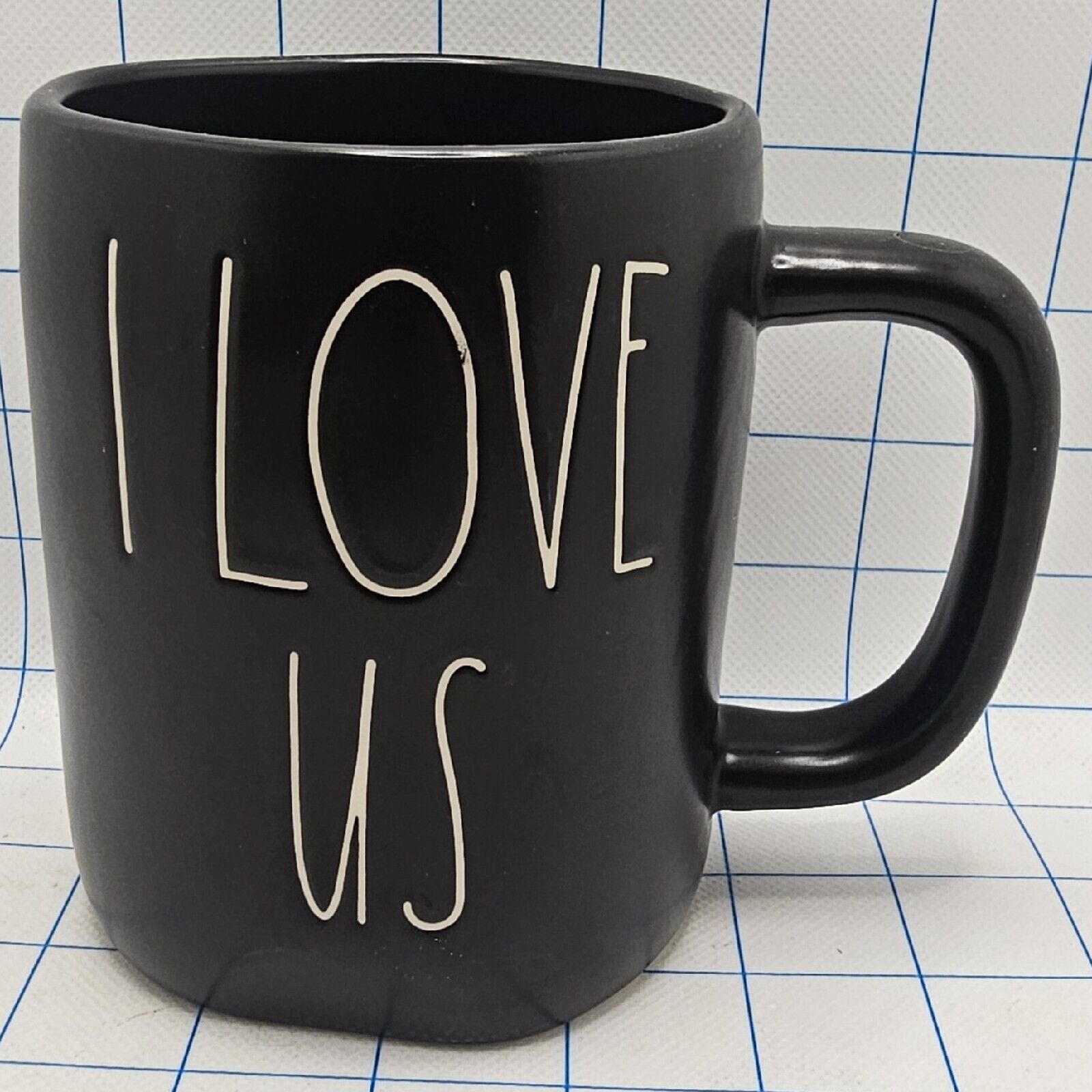 Rae Dunn I Love Us Artisan Collection Black Ceramic Coffee Mug Cup