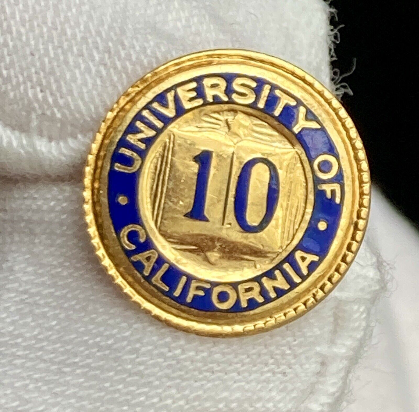 Vintage University of California 10 Year Employee Service Award Pin Blue Enamel