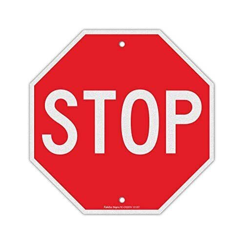 Stop Sign, Street Slow Warning Reflective Signs, 12 x 12 Inches Octagon.040 Rust