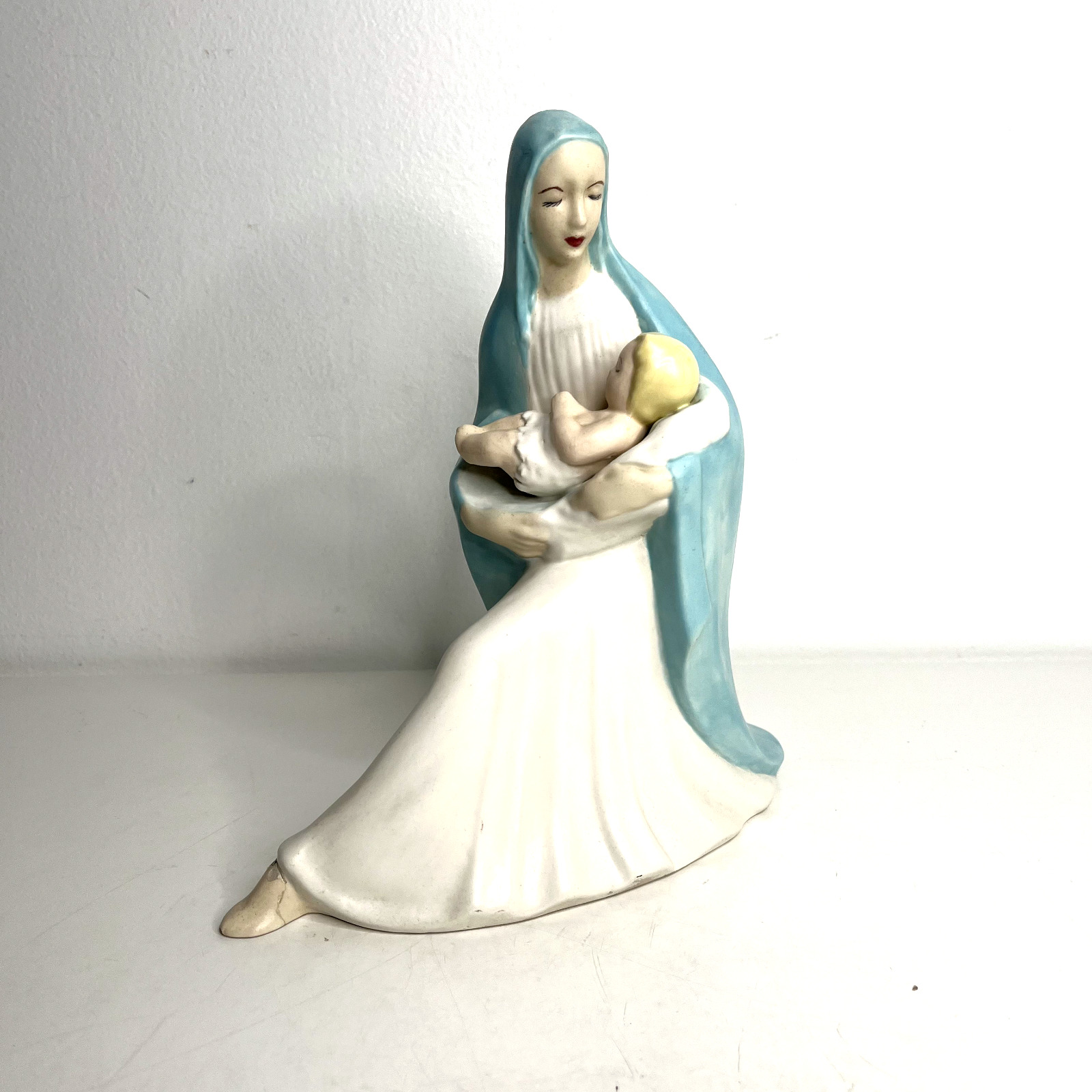Vintage Porcelain Figurine of Madonna Mother and Child 1959 Holland Mold Signed