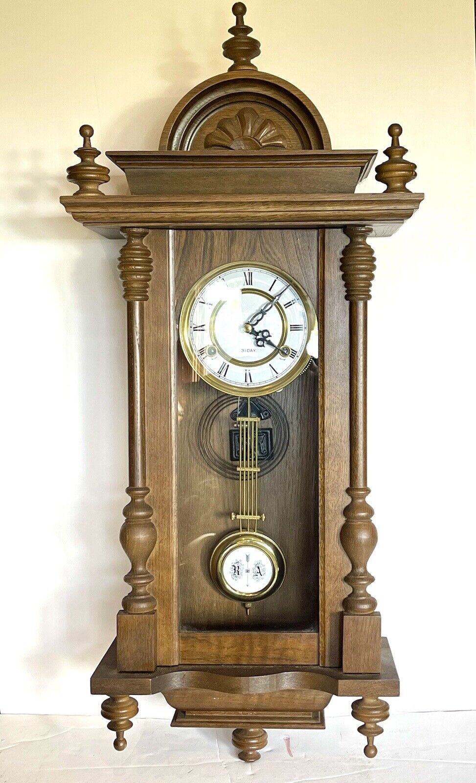 Antique German Style VIENNA REGULATOR Wall Clock 31 Day RUNNING Time & Strike