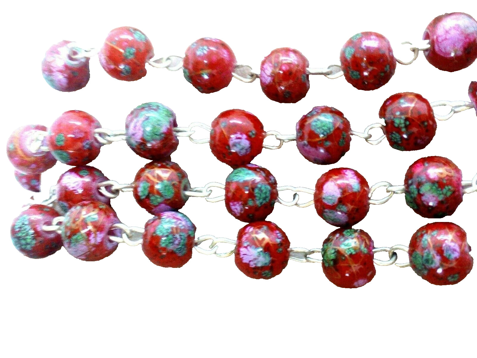 Murano Style Italian Glass Rosary Beads, Made in Italy, Stamped