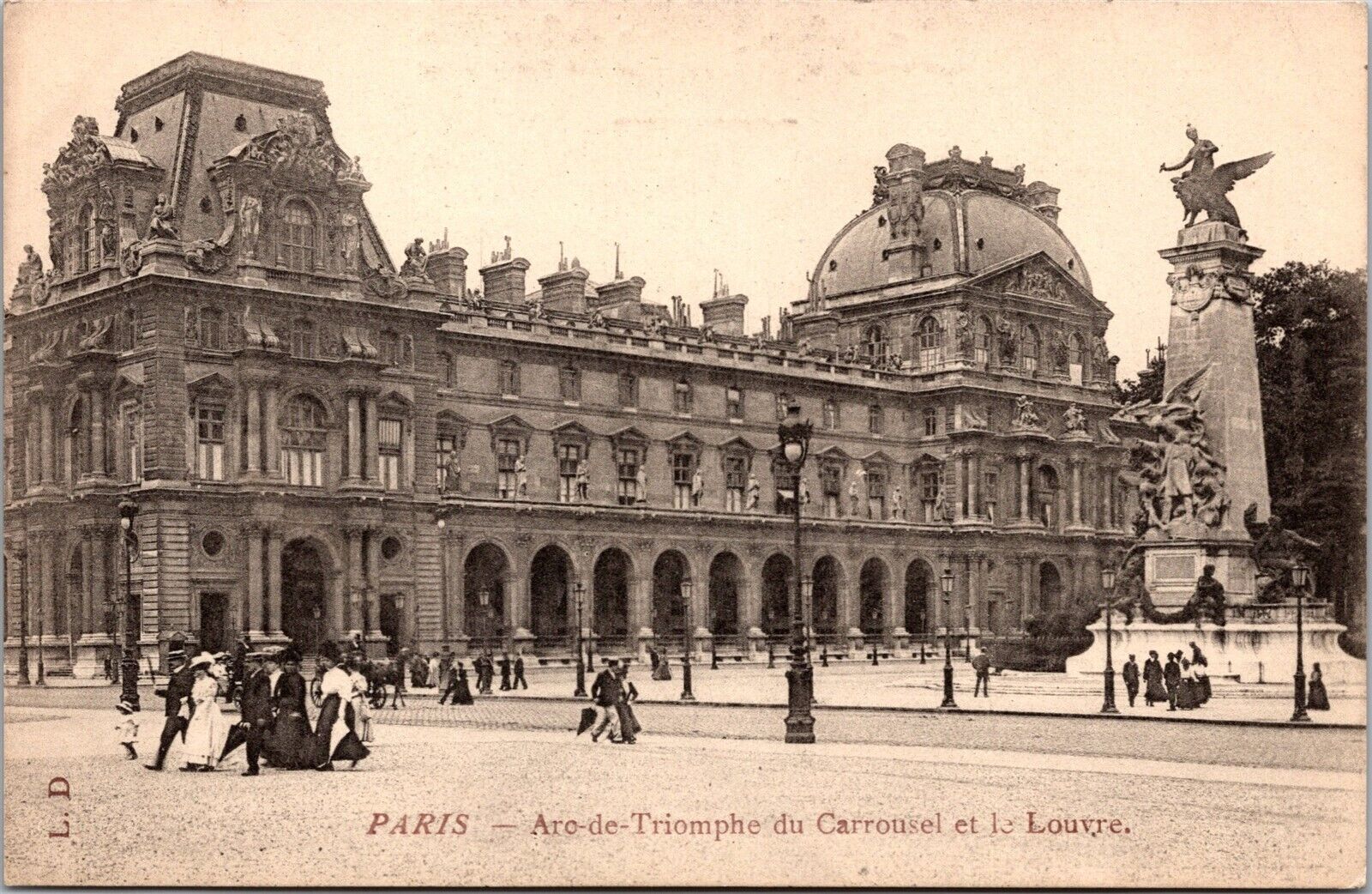 Vtg Paris France Arc de Triomphe du Carrousel et le Louvre 1910s Postcard