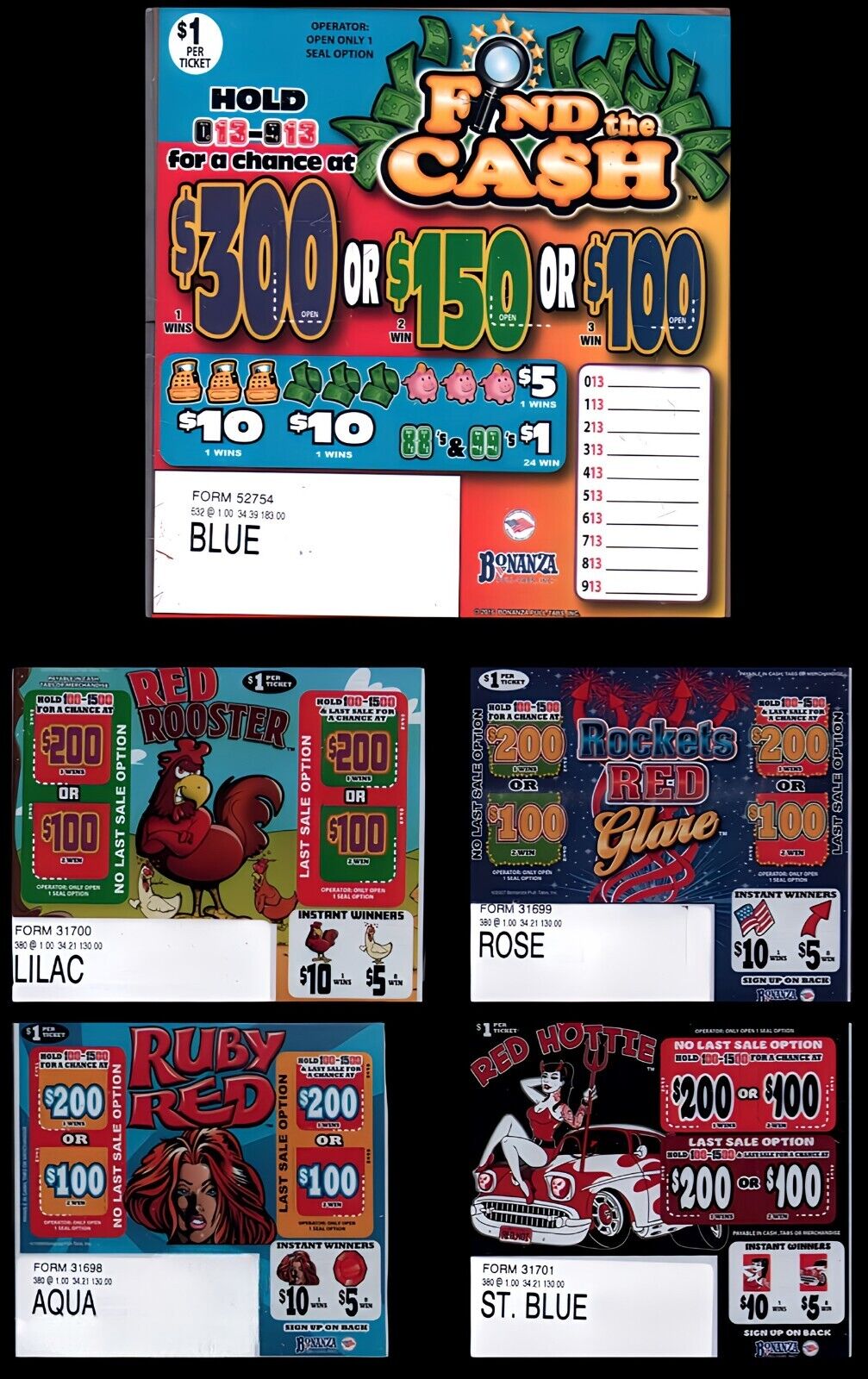 New Pull Tickets Instant Tickets - 5 Pack Assorted Titles