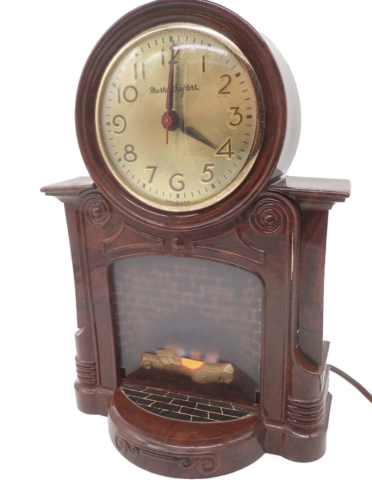 Vintage MasterCrafters Fireplace Lighted Motion Clock Model 272