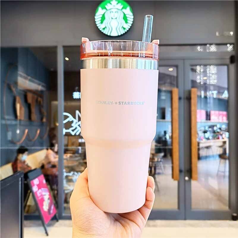 Starbucks + Stanley Sakura Pink Stainless Steel Straw Cup 20oz Tumbler Car Cup