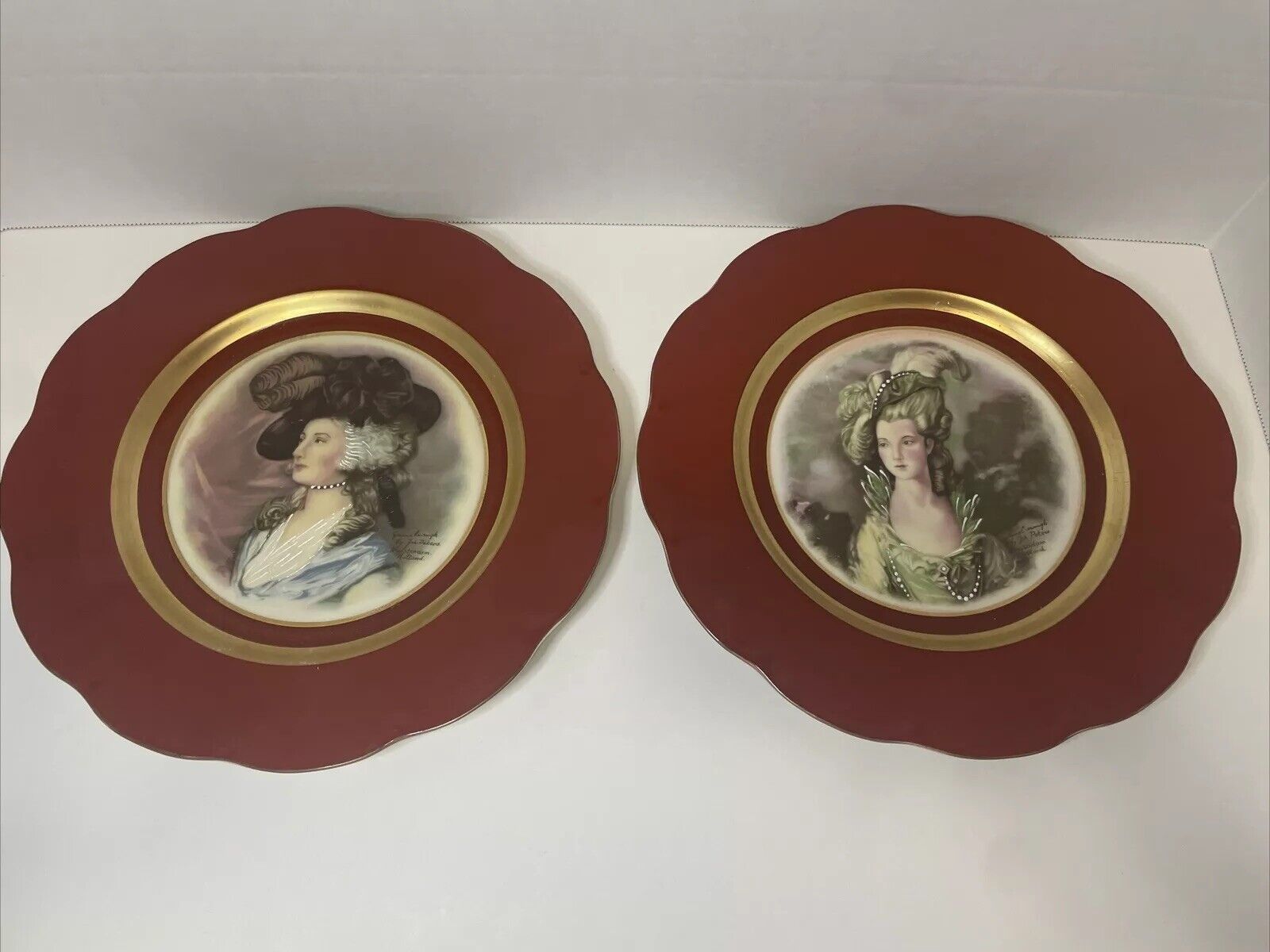 Vintage Leeds Joh Peters Amsterdam Holland Portrait Plates Set Of 2 10.25” Inch