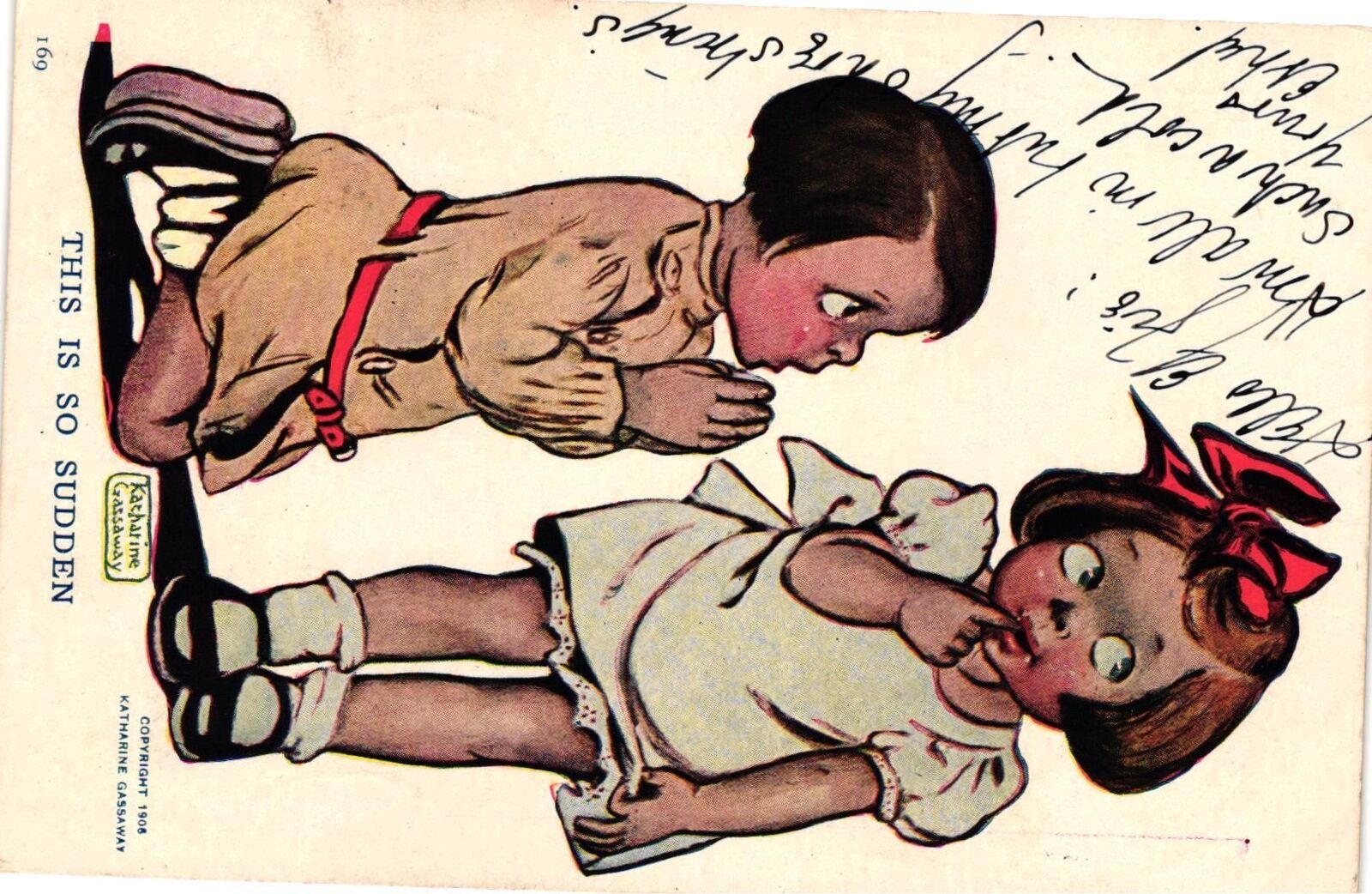 Vintage Postcard- THIS IS SO SUDDEN, TWO CHILDREN Posted 1910