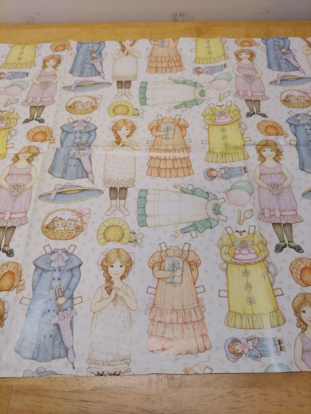 Vintage Hallmark Paper Doll Gift Wrap, 1 Full Sheet 1983 Victorian Country