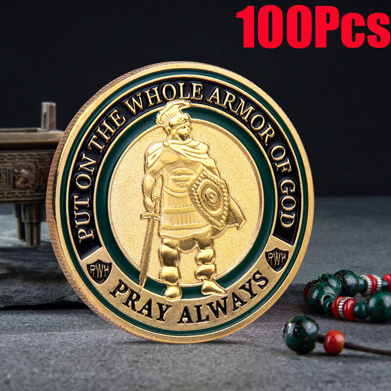 100Pcs Put on the Whole Armor of God Commemorative Challenge Collection Coins