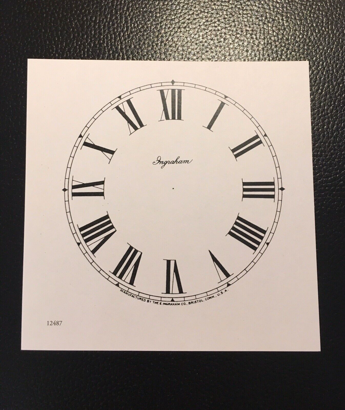 Antique Clock Parts- Clock Dial Ingraham 5” -Roman-White.
