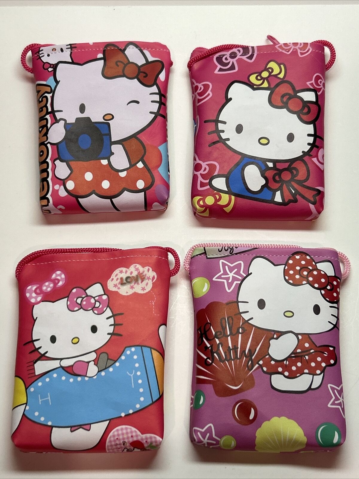 Lot 4 Hello Kitty Girls Coin Purse Shoulder Strap Zipper Assorted Color 5\