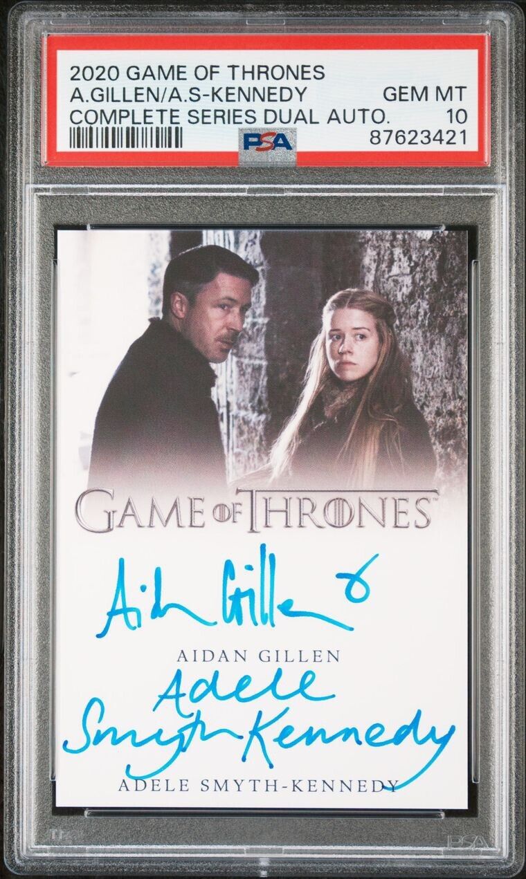 Game of Thrones Dual Autograph AIDAN GILLEN ADELE SMYTH-KENNEDY Auto PSA 10 Gem