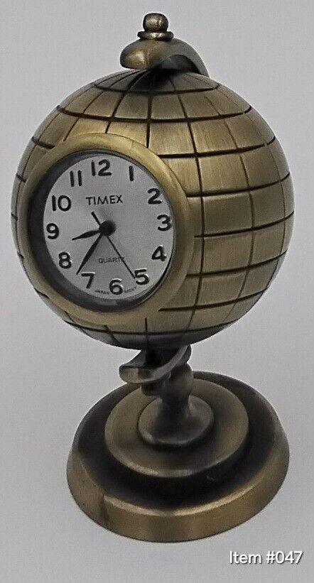 Vintage Miniature Timex World Globe Clock On Stand